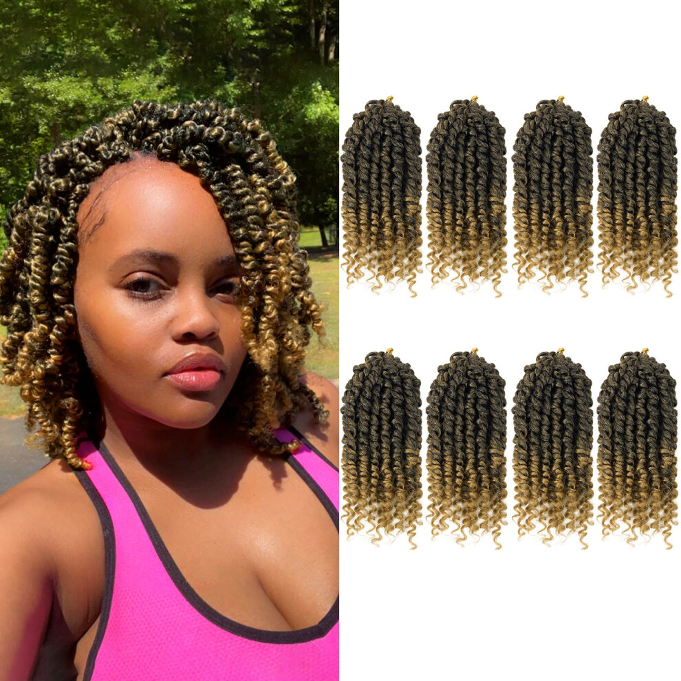 Bifeuille Bileaf 8 Inch Passion Twist Hair 8 Packs Pre-Twisted Passion Twist Crochet Hair Pre-Looped Crochet Passion Twist Braiding Hair For Women Gi