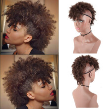 Aisaide Mohawk Pferdeschwänze für schwarze Frauen Hoch Puff Afro Pferdeschwanz kurz lockig braun