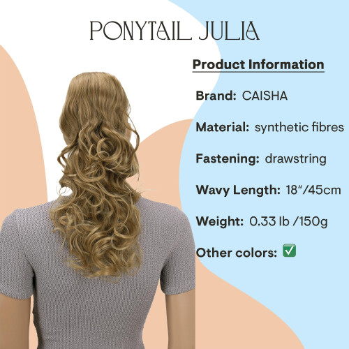 CAISHA 18 """" postiche Extensions de queue de cheval volumineux ondulι brun clair mιlange PH27 1