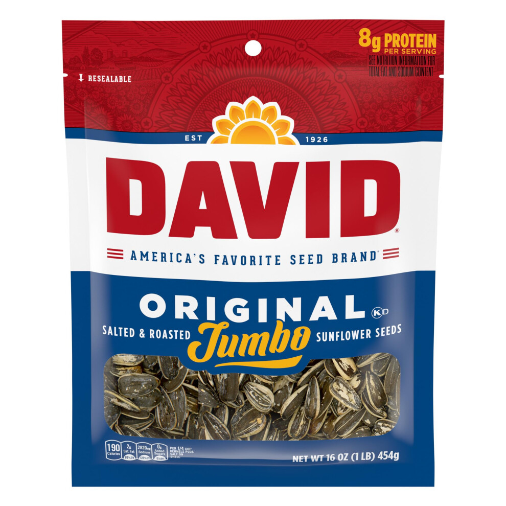 DAVID Roasted and Salted Original Jumbo Sunflower Seeds  16 oz