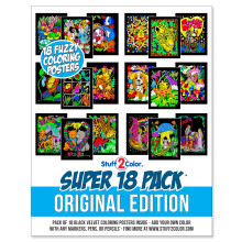 Super Pack of 18 Fuzzy Velvet Coloring Posters (Original Edition) - Great for Family Time Coloring Arts Crafts Travel School Care Facil
