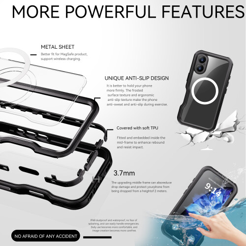 (For iPhone 16) IP68 Waterproof 360°Full Body Protector Phone Case 2