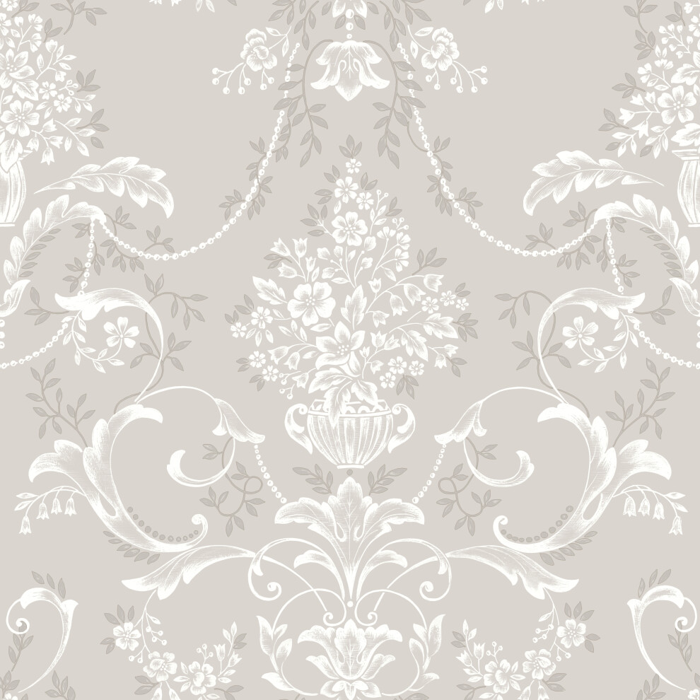 (Full Roll) Rasch Amelie Damask Floral Mushroom Wallpaper Roll 5061018358021