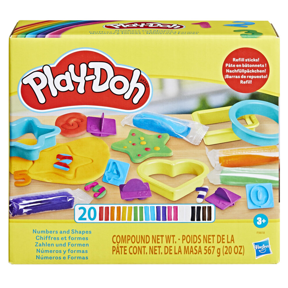 Play-Doh Numbers and Shapes Playset with 17 Tools & 20 Compound Sticks  Back to School Classroom Supplies  Kids Arts & Crafts  Preschool Toy