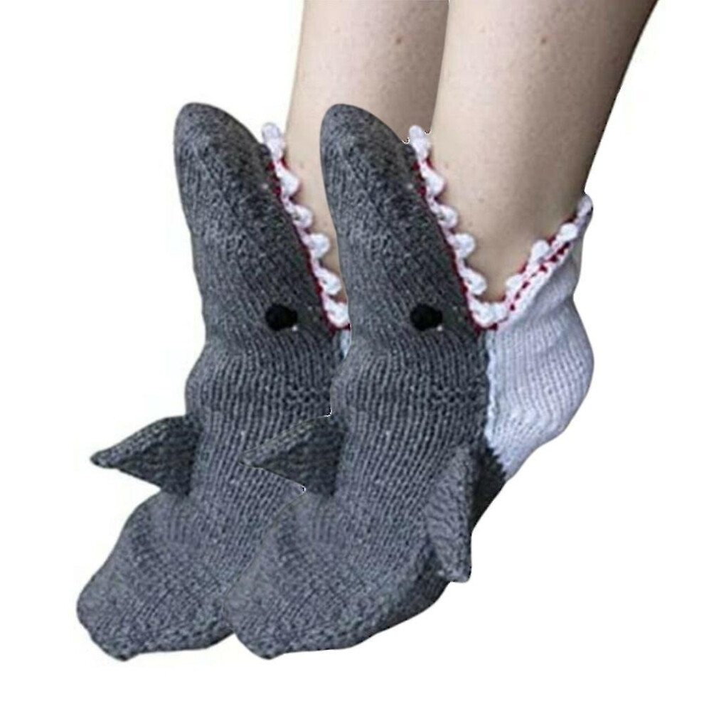 (Shark) Unisesx  Xmas Knitted Animal Pattern Socks Funky Mid Calf Socks
