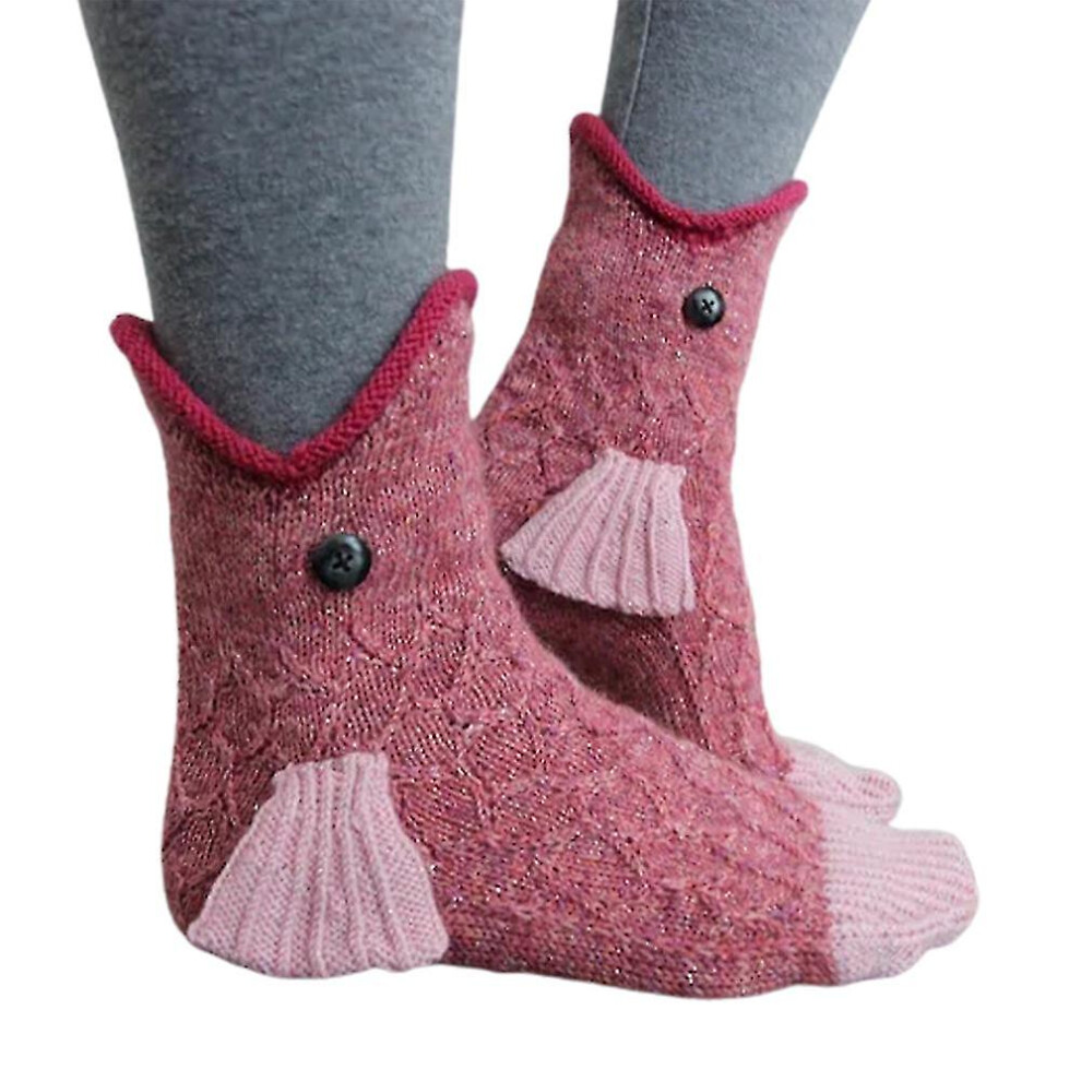 (Carp) Unisesx  Xmas Knitted Animal Pattern Socks Funky Mid Calf Socks