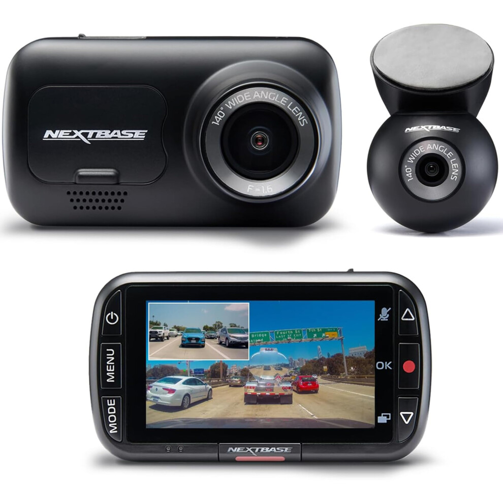 Nextbase 320XR 1080p Dash Cam with Parking Mode & Rear Window Cam - Night Vision Dash Cam Front and Rear  Automatic Loop Recording  File Pro