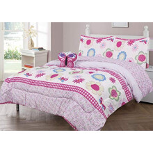 Sapphire Home 6 Piece Floral Pink Twin Bedding Set Bed in a Bag Kids Comporter Set med lakan Kuddfodral Toy Pillow Toddler Bedroom Kit Floral Pin