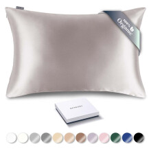 RENESSY Organic Silk Pillowcase - 100% Organic Mulberry Silk  22 Momme  Naturally Hypoallergenic  Promotes Hair and Skin Health  1 Piece (Qu