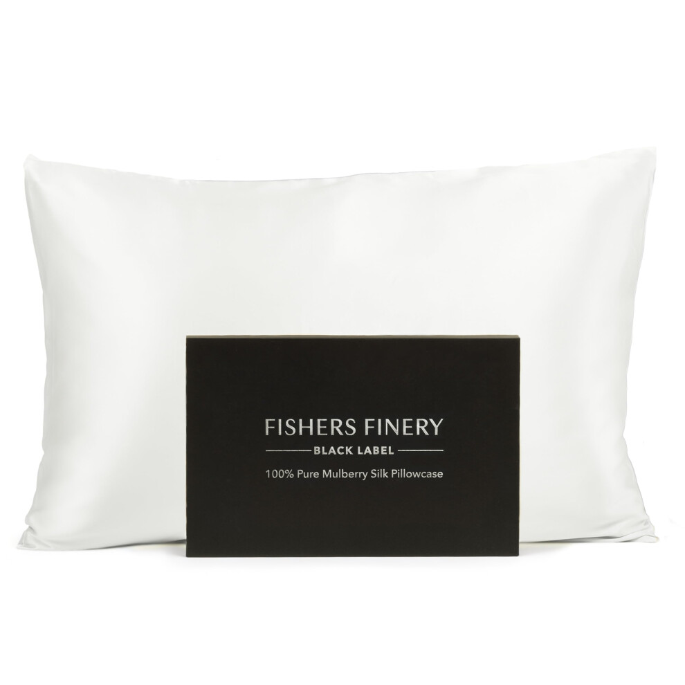 Fishers Finery 30mm 100% Pure Mulberry Silk Pillowcase Good Housekeeping Quality Tested (White Queen)