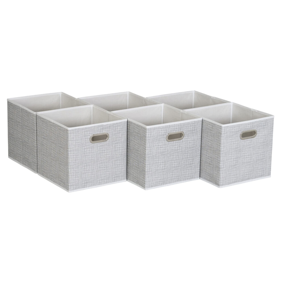 Household Essentials White Mix Set of 6 Open Fabric Cube Storage Bins 11 x 11