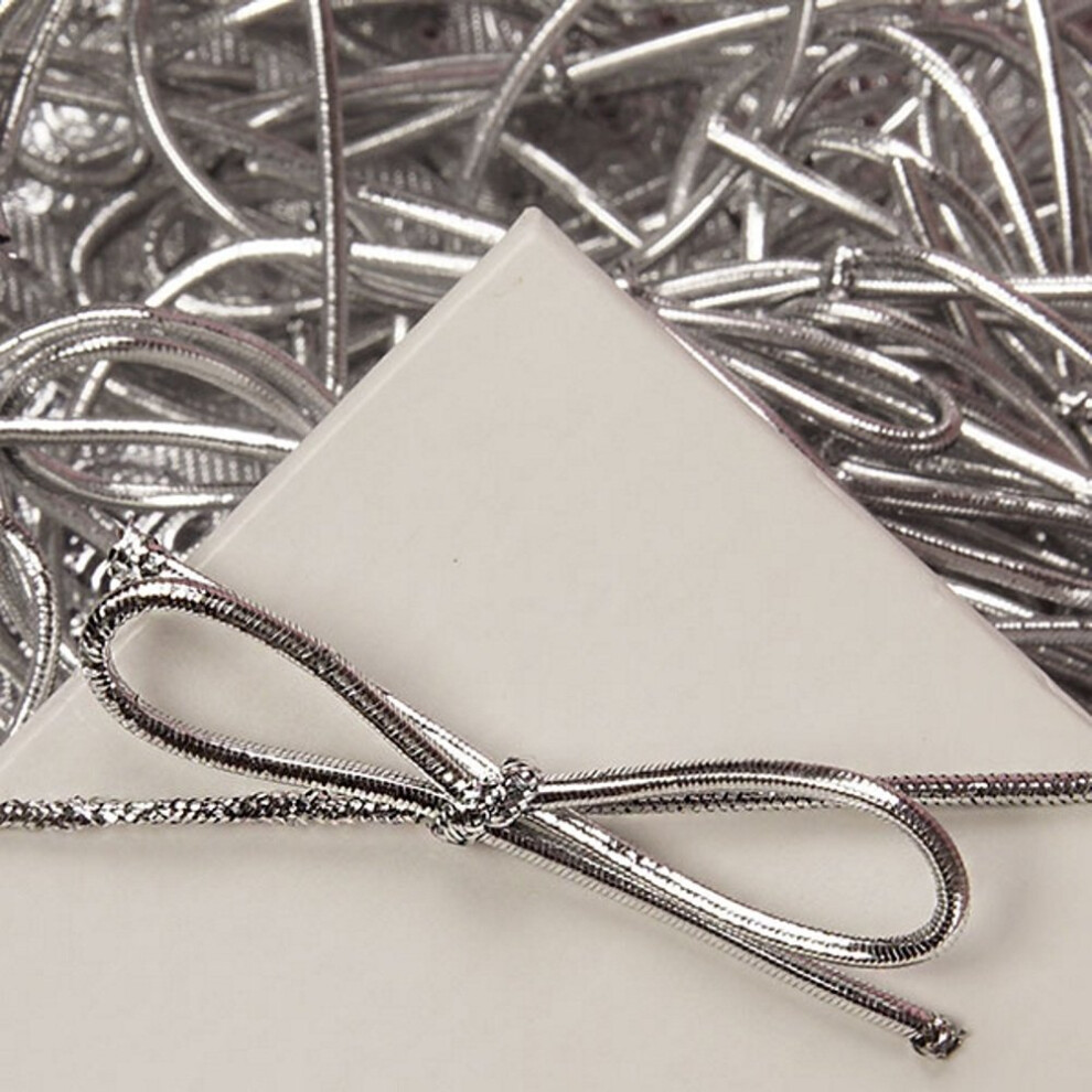 10 Inch Metallic Silver Stretch Loops (50 Pack)