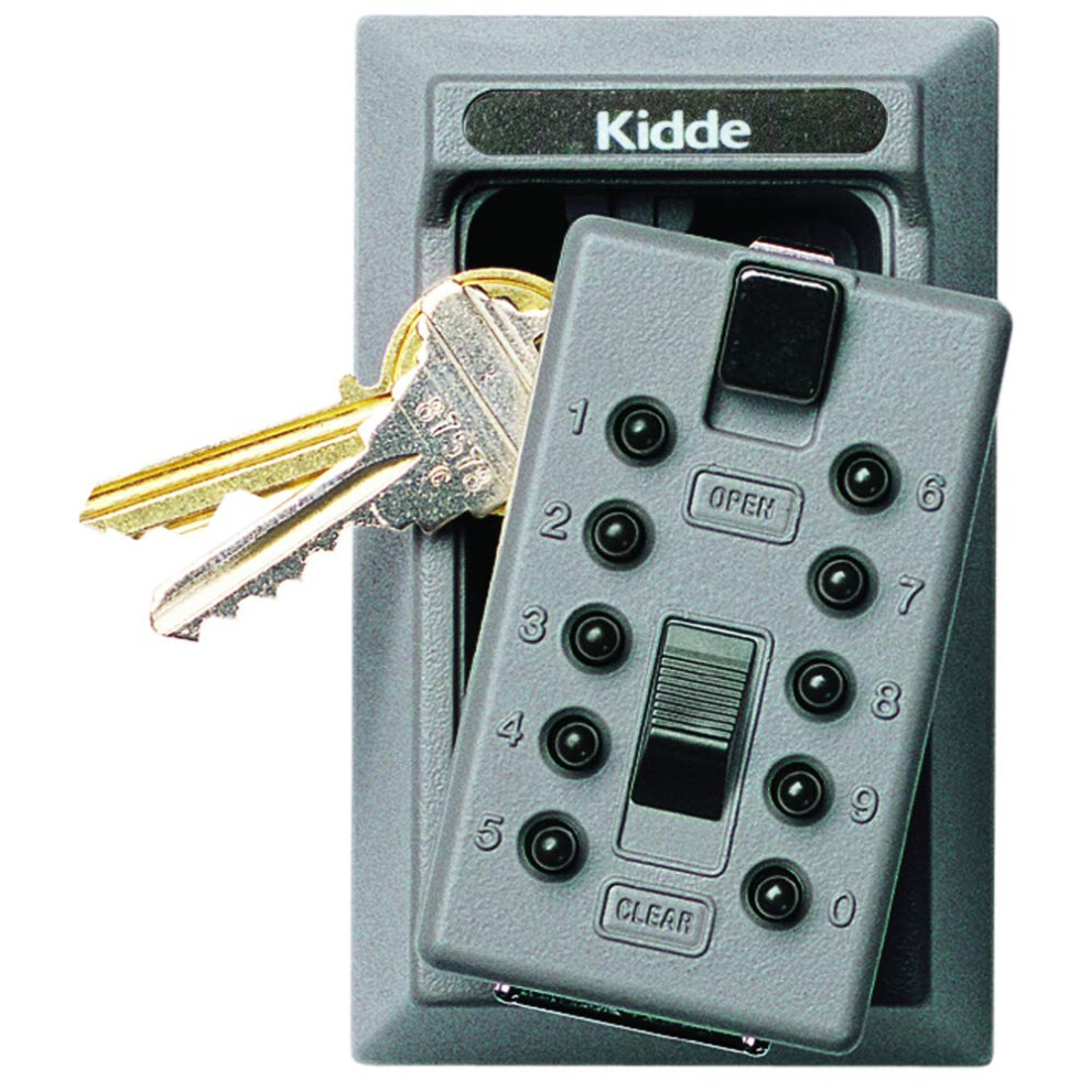 Kidde AccessPoint 001015 KeySafe Original Push Button Combination Permanent Key Lock Box  5-Key  Titanium Gray