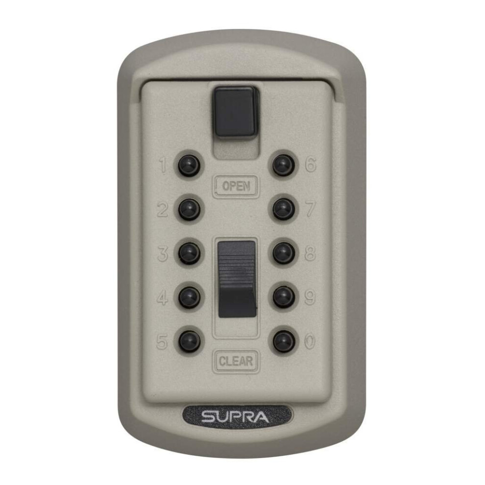 Kidde AccessPoint 001414 KeySafe Original Slimline Push Button Combination Permanent Key Lock Box  2-Key  Clay Beige