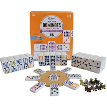 Krlovsk hry Mexican Train Double Sada 15 domino pro dospel a deti  Domino hra se 136 dladicemi s barevnmi teckami a 8 kovovmi vlcky  Hry pro