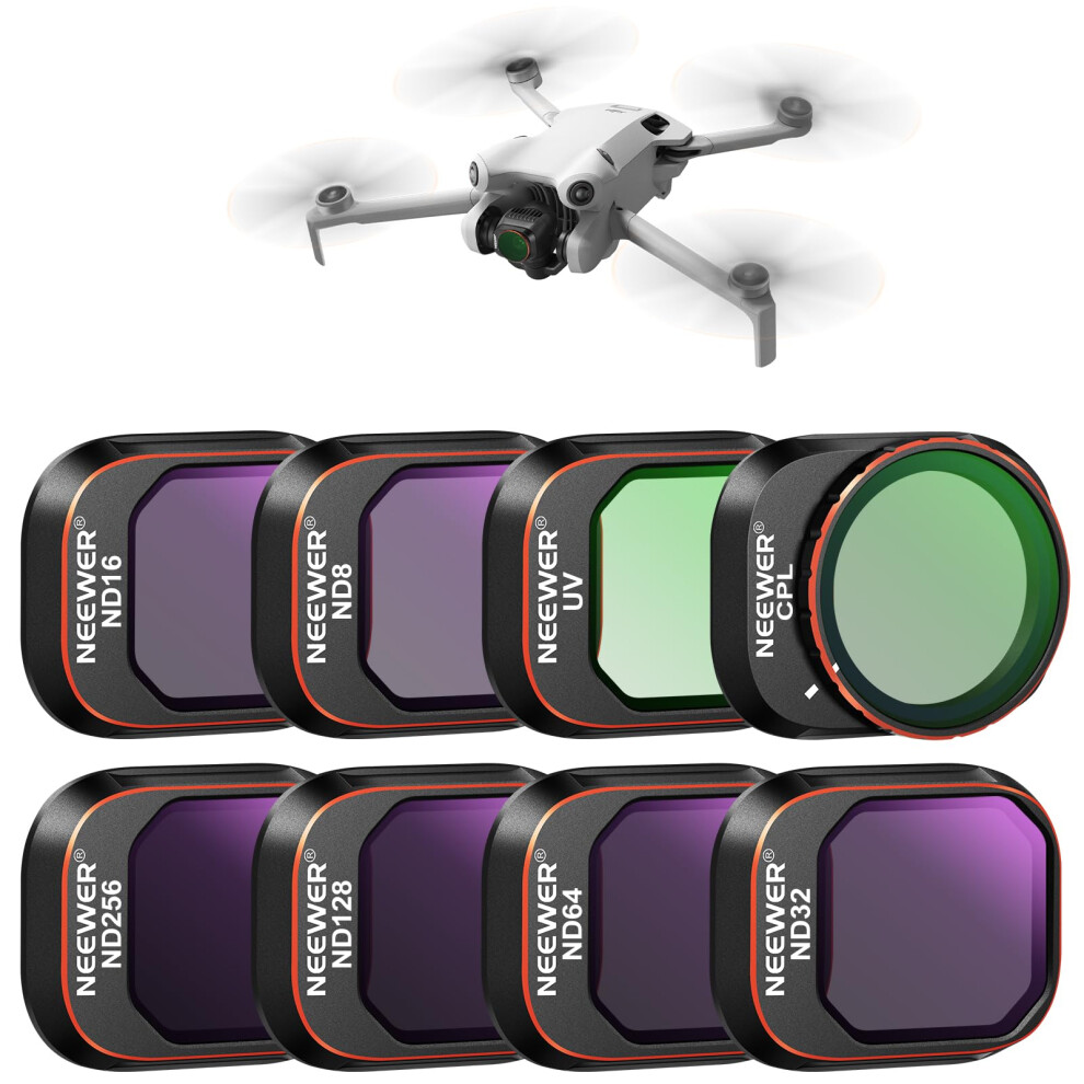 NEEWER ND & CPL Filter Set Compatible with DJI Mini 4 Pro  8 Pack UV CPL ND8 ND16 ND32 ND64 ND128 ND256 CPL Polarizer Neutral Density Drone