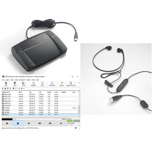 Express Scribe Pro Transkriptionssoftware mit USB-Fußpedal