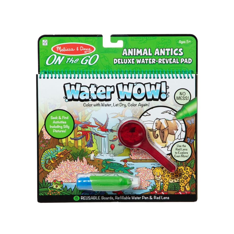 Melissa & Doug On the Go Water Wow! Reusable Water-Reveal Deluxe Activity Pad - Animal Antics