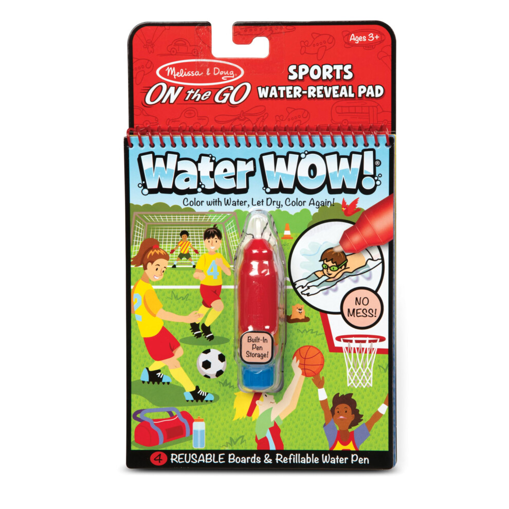 Melissa & Doug On The Go Water Wow! Reusable Water-Reveal Coloring Activity Pad - Sports - Party Favors  Stocking Stuffers  Travel Toys For