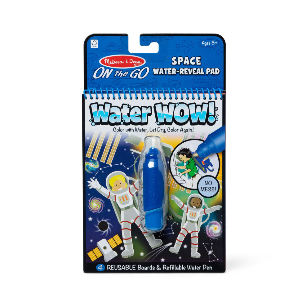 Melissa & Doug On The Go Water Wow! Reusable Mess-Free Water-Reveal Activity Pad - Space - Party Favors  Stocking Stuffers  Travel Toys For