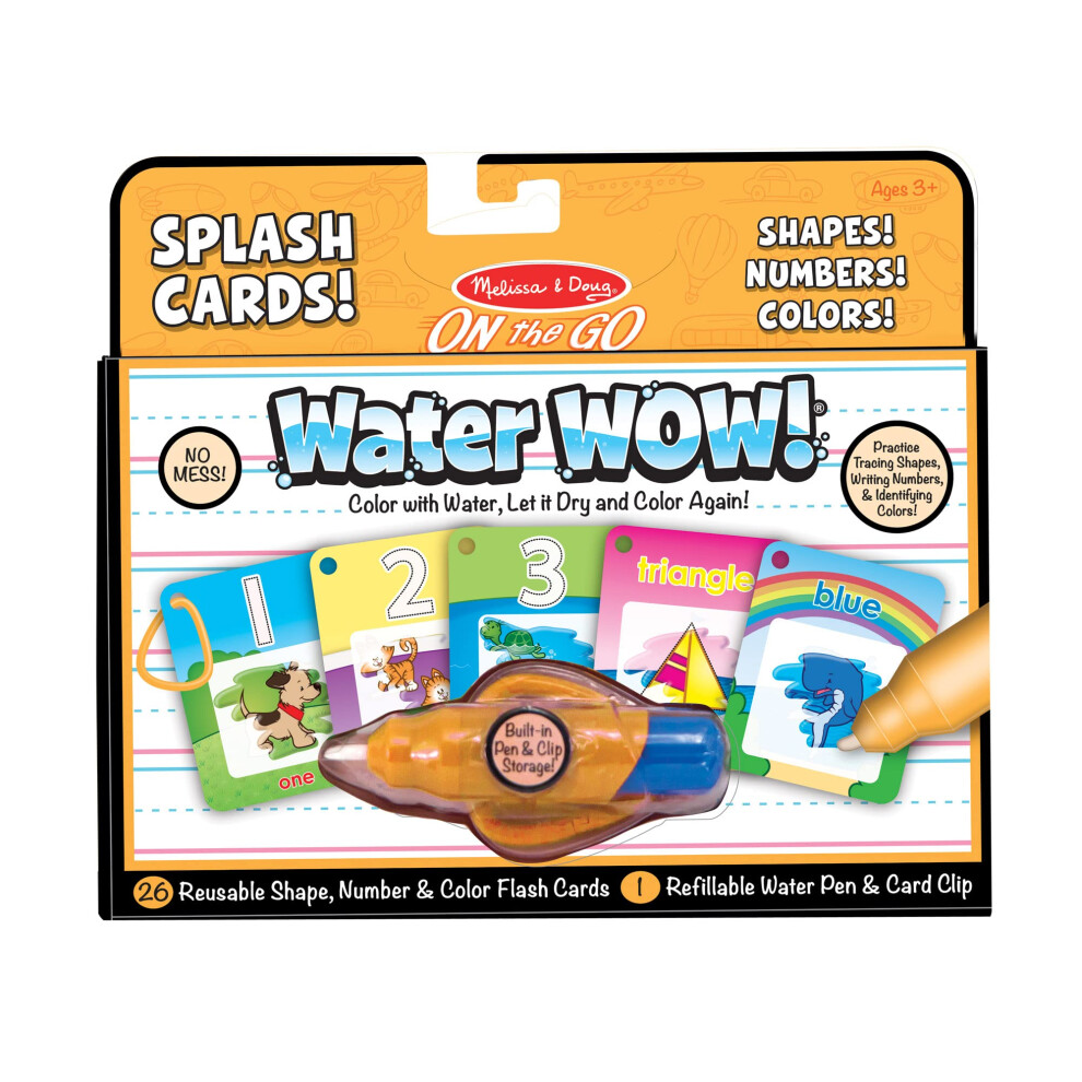 Melissa & Doug On the Go Water Wow! Reusable Water-Reveal Cards - Shapes  Numbers  Colors - Party Favors  Stocking Stuffers  Travel Toys For