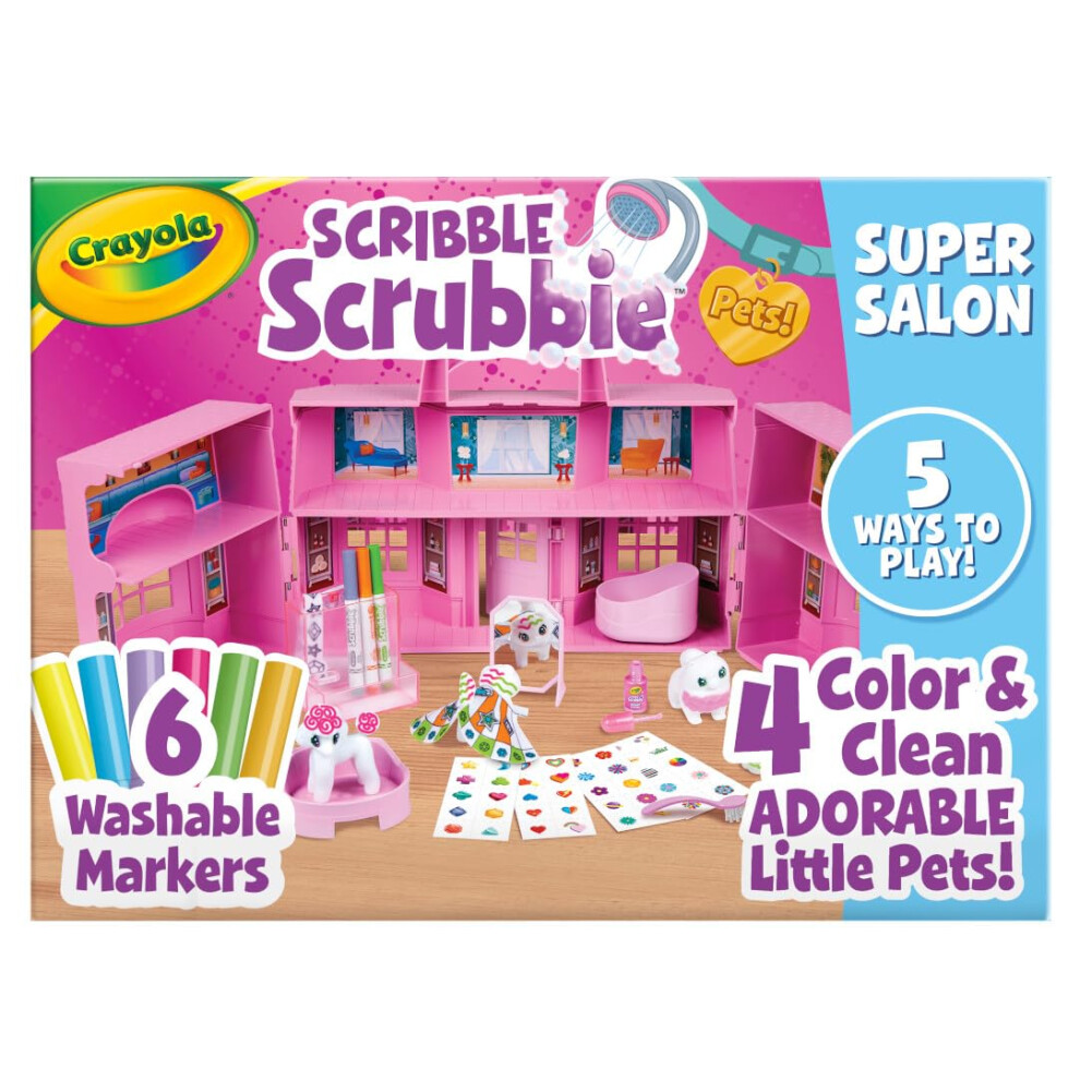 Crayola Scribble Scrubbie Pets Super Salon  Color  Paint & Wash Toy  Gift for Kids  Ages 3  4  5  6