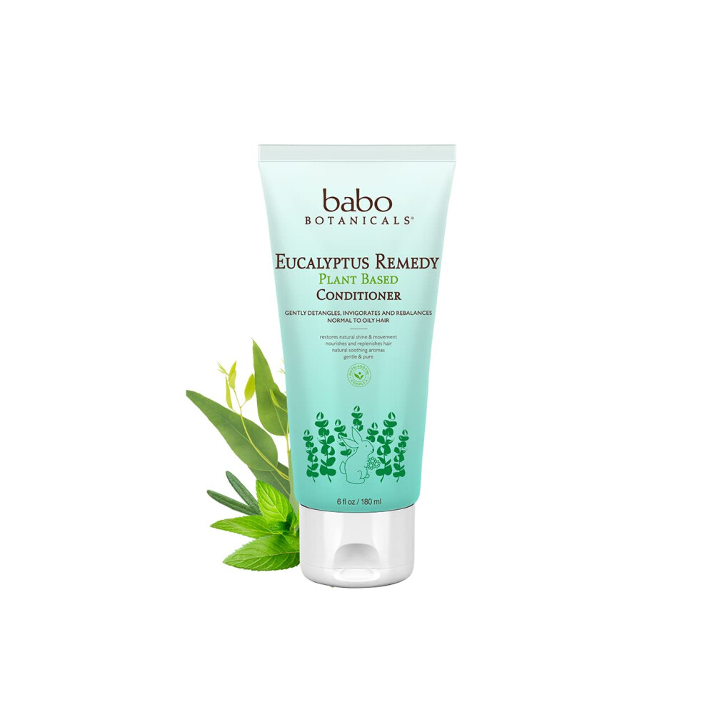 Babo Botanicals Eucalyptus Remedy Conditioner - Invigorating Eucalyptus Rosemary & Pepermint - For All Ages - Rebalancing Conditioner For A
