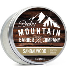 Scheercrème voor Mannen met Sandelhout Essentiele Olie - Dikke Lather voor Traditioneel en Cartridge Scheren - 5oz Blik