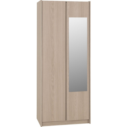 Seconique Paris 2 Door Mirrored Wardrobe Smoked Ash Effect Curved Edges 1