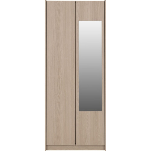 Seconique Paris 2 Door Mirrored Wardrobe Smoked Ash Effect Curved Edges 2