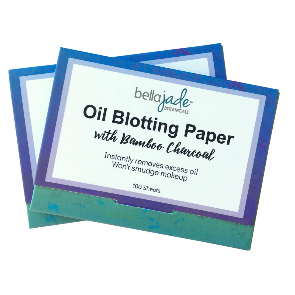 Bella Jade Oil Blotting Paper Sheets - Instantly Absorbs Excess Oil And Shine From Face Without Smudging Makeup - Large Size 200 Tissues (Charcoal)
