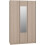 Seconique Paris 3 Door Mirrored Wardrobe Smoked Ash Effect Curved Edges 2