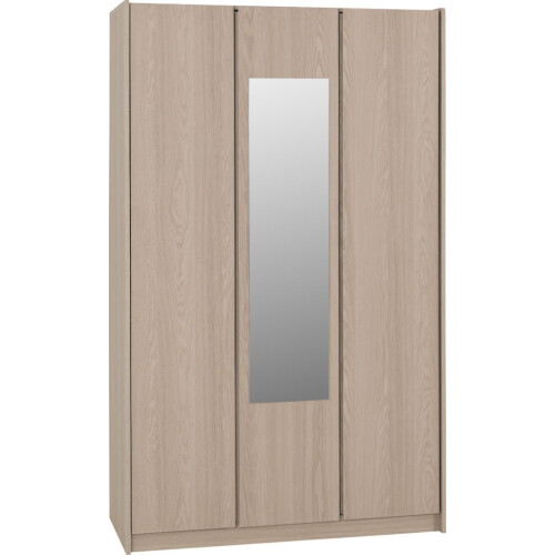 Seconique Paris 3 Door Mirrored Wardrobe Smoked Ash Effect Curved Edges 1