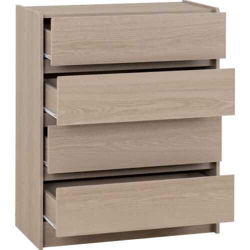 Seconique Paris 4 Drawer Chest Smoked Ash Effect Curved Edges 2