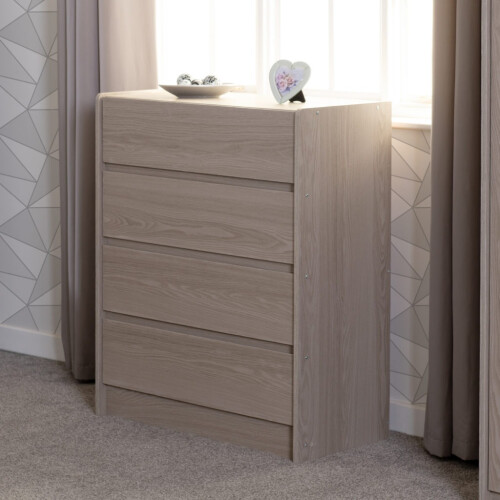 Seconique Paris 4 Drawer Chest Smoked Ash Effect Curved Edges