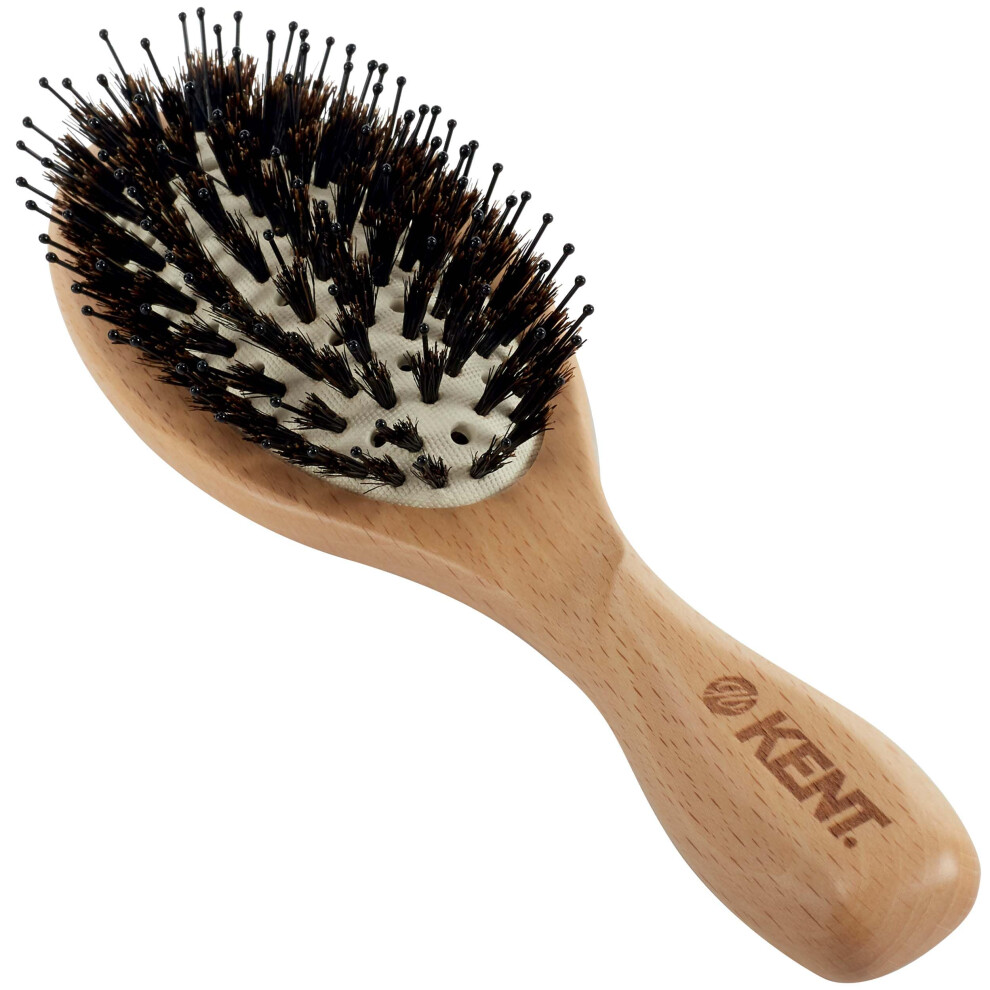 Kent LPF1 Pure Flow Oval Cushion Vented Hair Brush  FSC Certified Beech Wood Paddle Brush filled with Natural Boar Bristle and Nylon Bristle