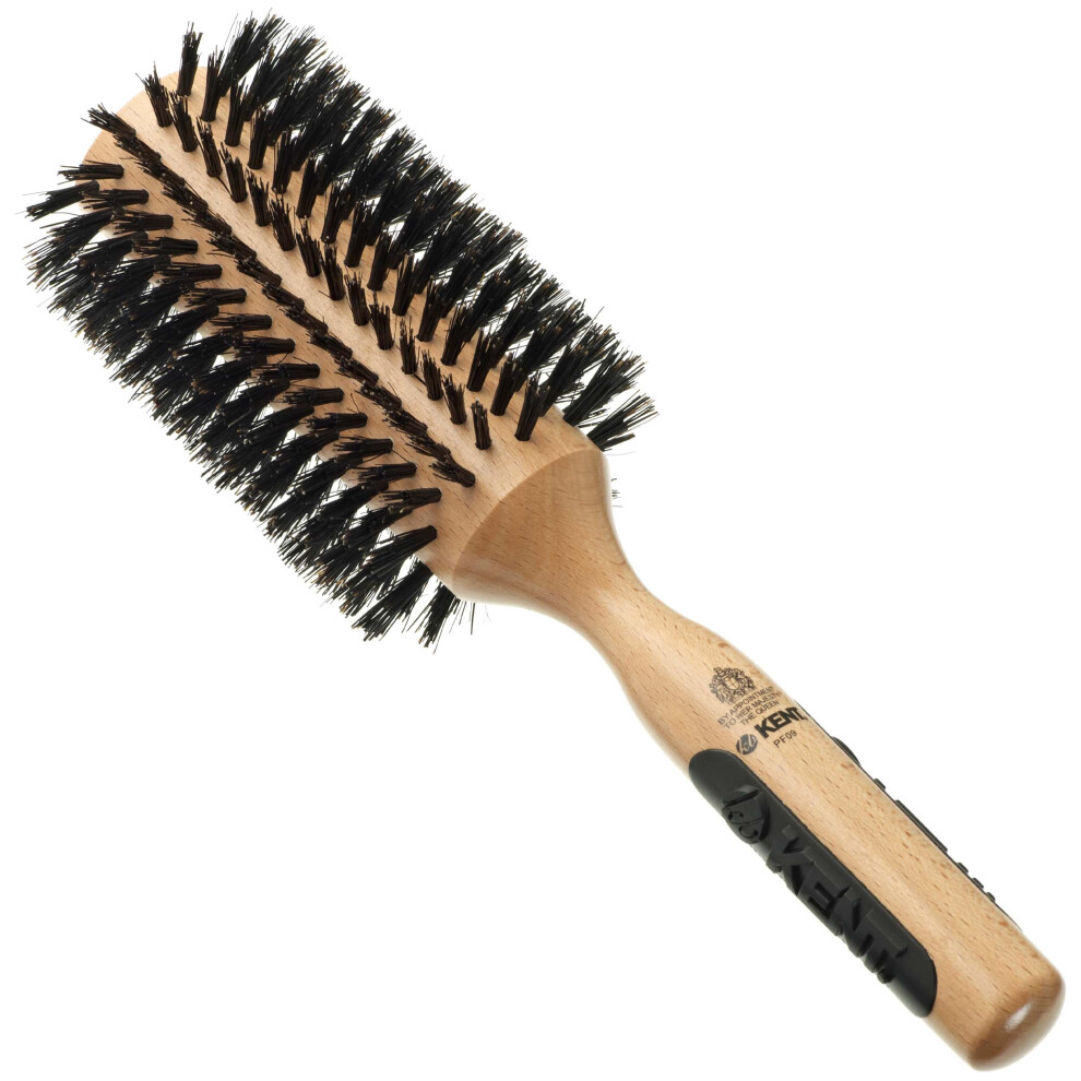 Kent PF09 Large Round Curling Brush with Hard Natural Boar Bristle - Blowout Brush for Shoulder Length or Shorter Dry Hair