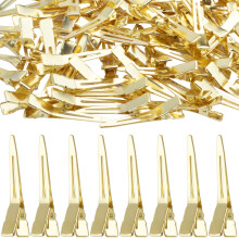 BronaGrand Haarspeldjes 100 stuks 4,5 cm Single Prong Clips Gouden Krulspelden Eendenbek Sectie Clips voor Hair Extensions Styling Crafting