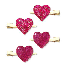 HZEYN 4 Pack Ystvnpiv Hiusklipsi Glitter Hot Pink Hearts Alligaattori Hiusklipsit Sparkly Hiusneulat Juhlahiustarvikkeet Naisten Tytille Lahja (