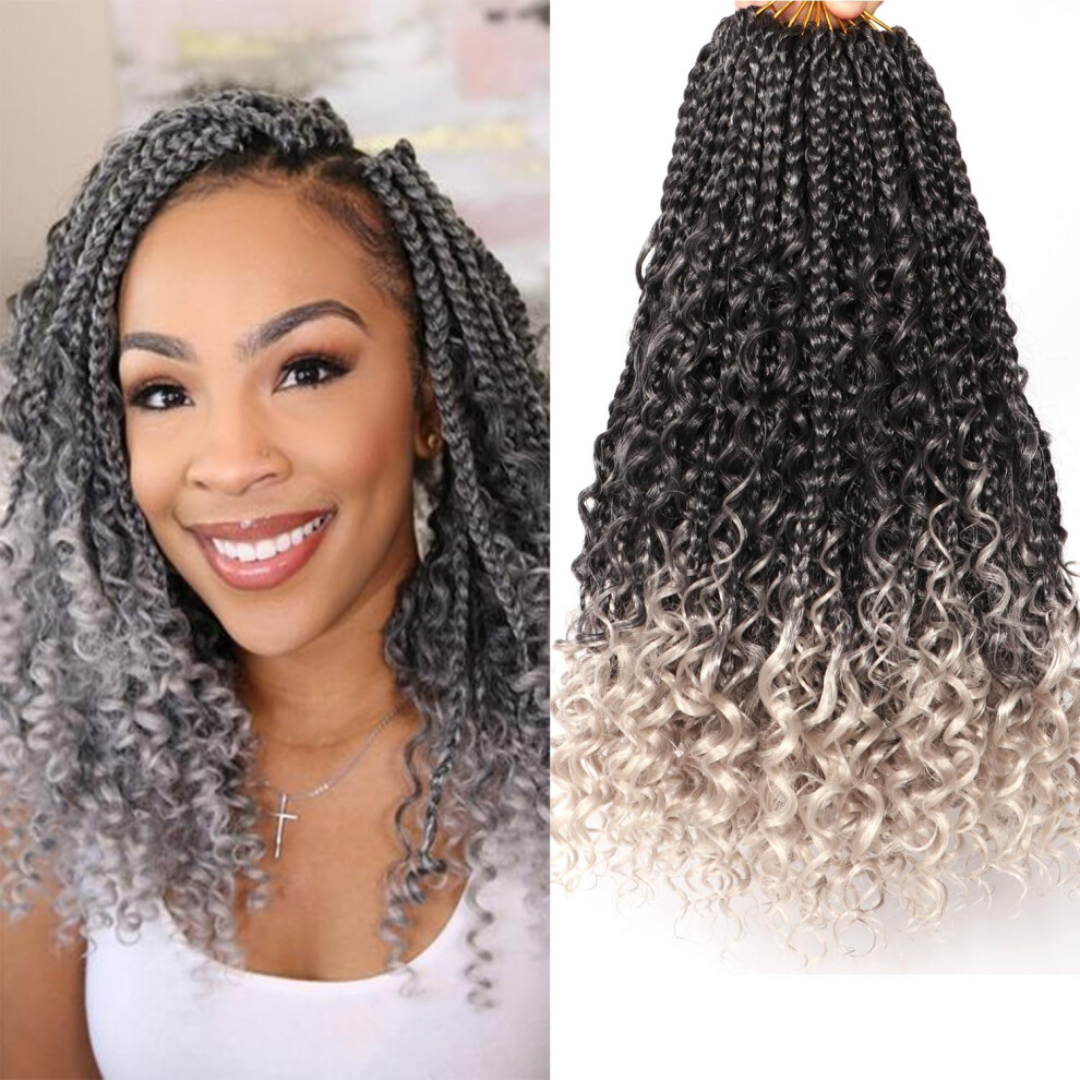 Urnice Goddess Box Braids Crochet Hair-9 Packs Crochet Braids For Black Women 14 Inch Crochet Braids With Curly Ends (Boho 14 Inch (Pack Of 9) Tgray