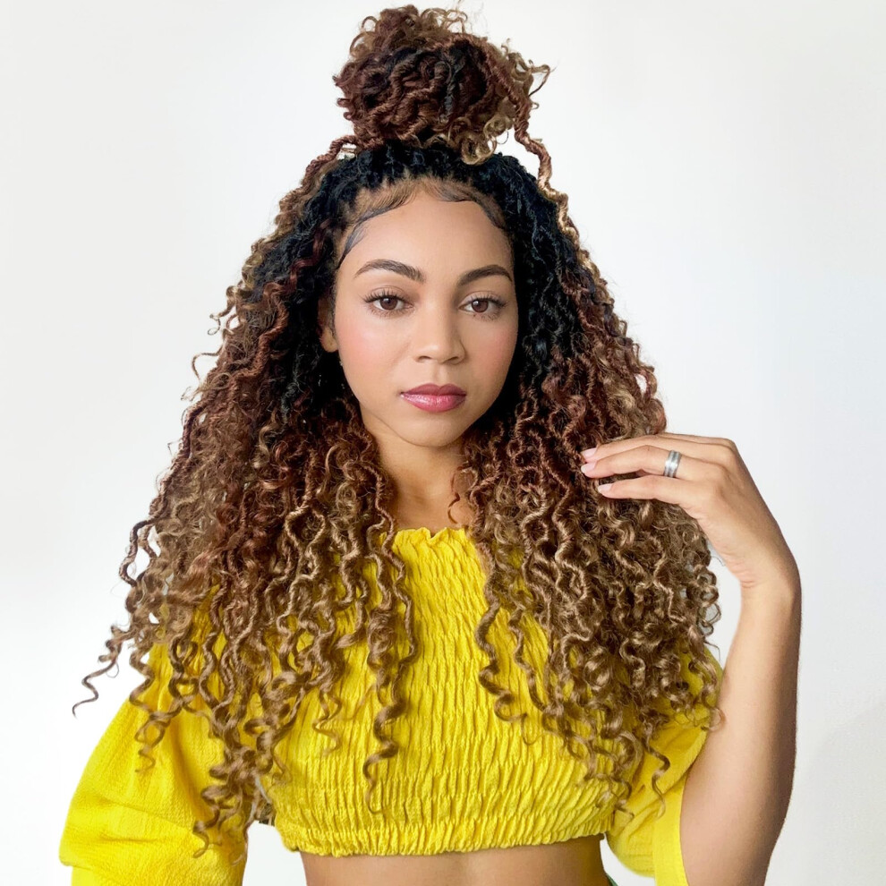 Fulcrum Unisex Black Goddess Locs Crochet Hair 16 Inch 8 Packs New Faux Locs Crochet Hair For Women Crochet Locs With Curly Ends (16Inch (Pack Of