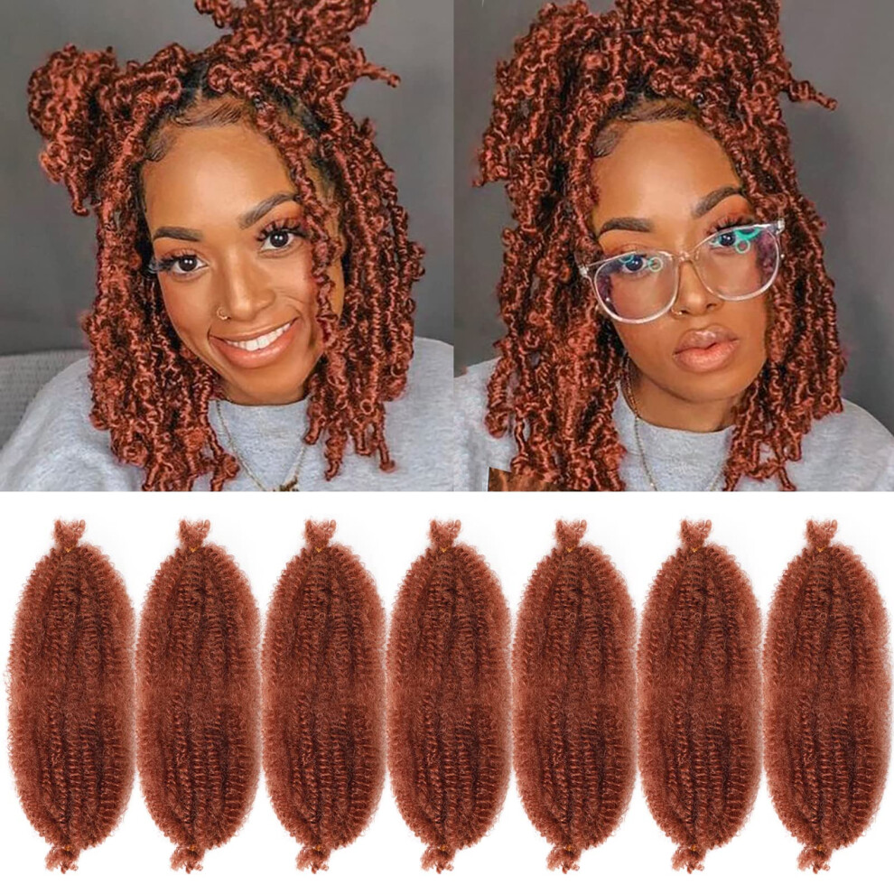 Govito Unisex Not,Specified Marley Hair 14 Inch 7 Packs Ginger Marley Twist Braiding Hair Pre Separated Springy Afro Twist Hair Pre Fluffed Spring Twist Hair Natural Sy