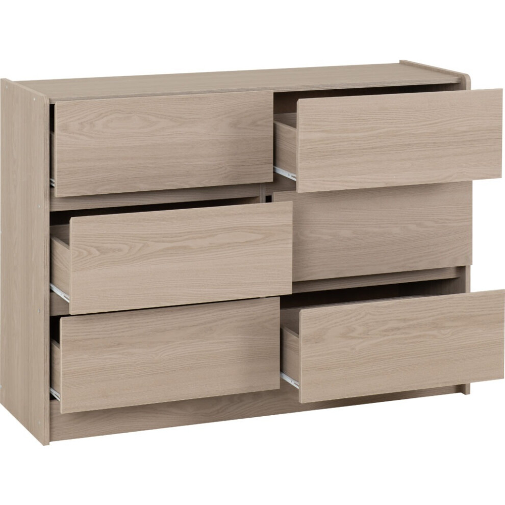 Paris 6 Drawer Chest Smoked Ash Effect Curved Edges