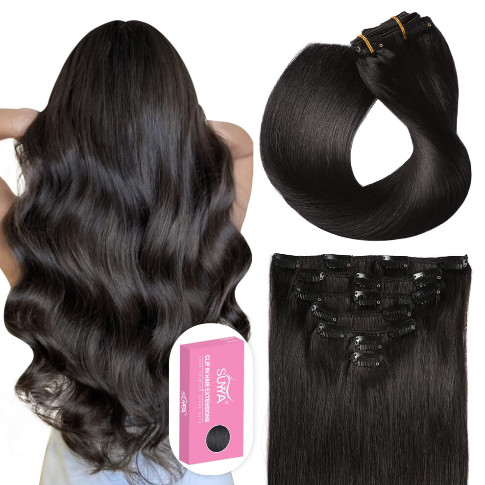 Extensions De Cheveux Suyya Clipser 14 Pouces 110 G 7 Pi Ces Extensions De Cheveux Clipser Cheveux Humains Raides Double Trame Extensions De-image
