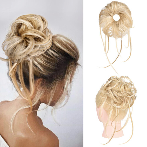 HOOJIH Messy Bun Hårstycke, Super Lång Tousled Updo Hårbunt Extensions