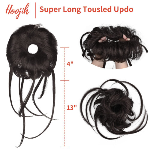 HOOJIH Messy Bun Hårstycke, Super Lång Tousled Updo Hårbunt 1