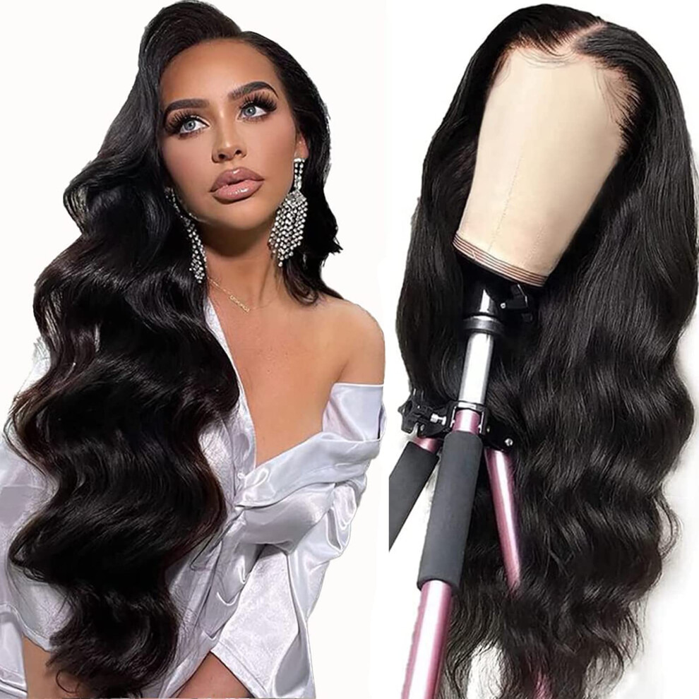 Queen Story 30 Inch HD Lace Front Wig Human Hair 4x4 Body Wave Lace Front Wigs Human Hair Pre Plucked with Baby Hair 150% Density Brazilian