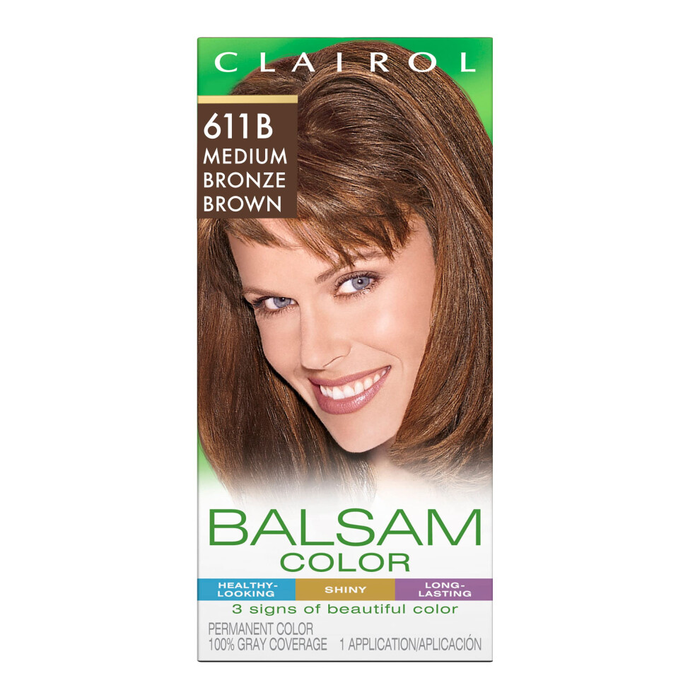 Clairol Balsam Permanent Hair Dye  611B Medium Bronze Brown Hair Color  Pack of 1