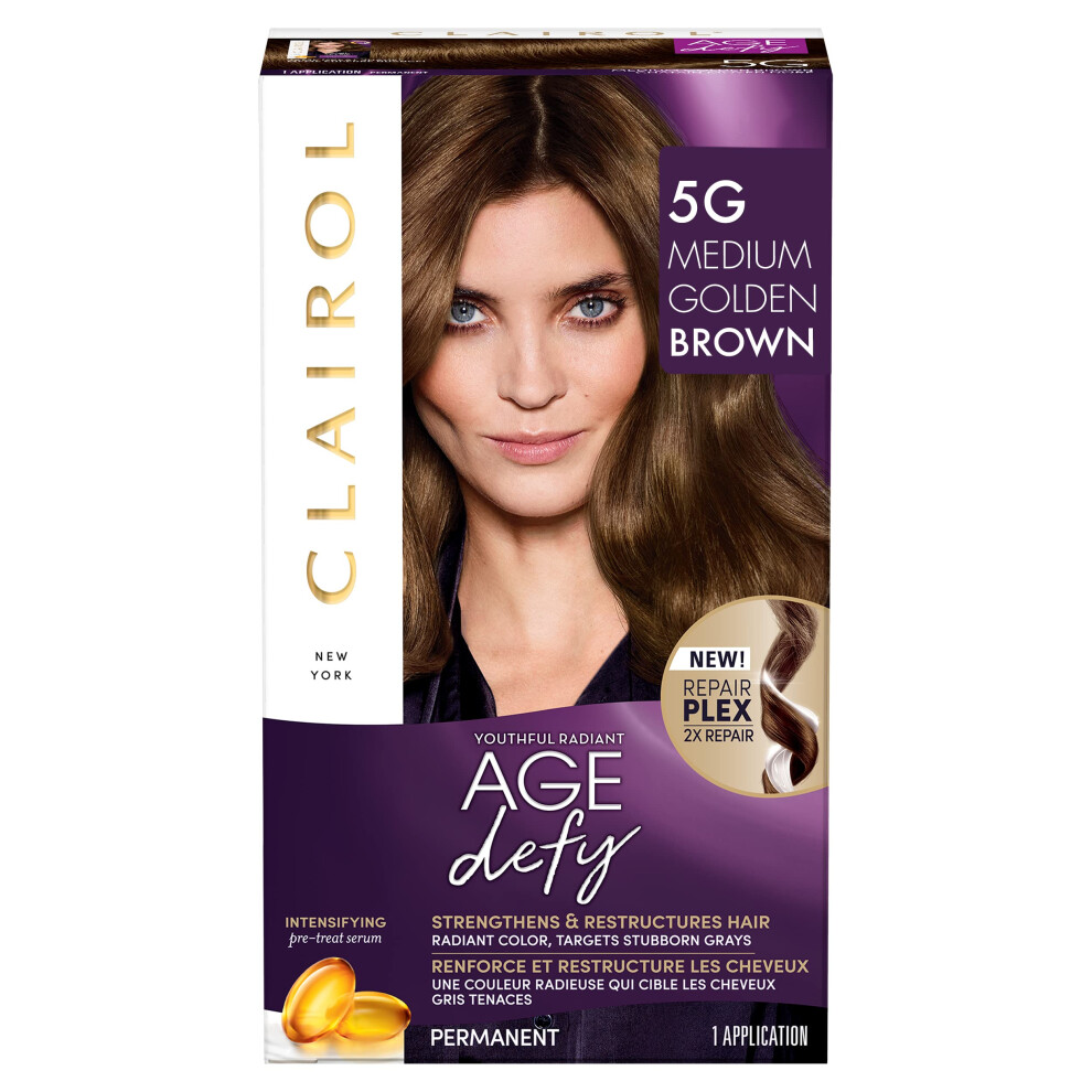 Clairol Age Defy Permanent Hair Dye  5G Medium Golden Brown Hair Color  Pack of 1