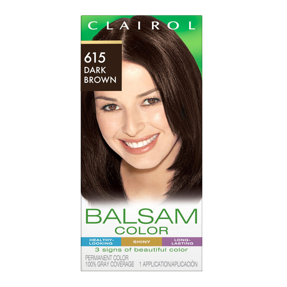 Clairol Balsam Permanent Hair Dye  615 Dark Brown Hair Color  Pack of 1